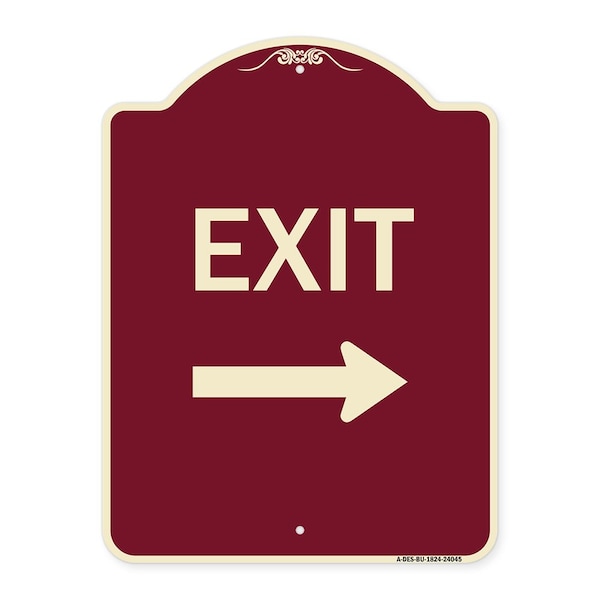 Exit With Right Arrow 3 Heavy-Gauge Aluminum Architectural Sign, 24" H, 18" L, BU-1824-24045